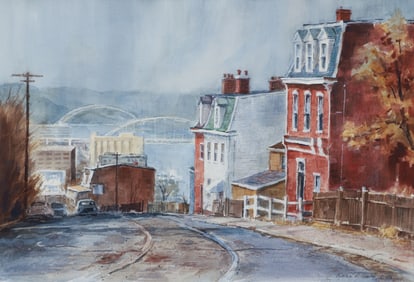 Cynthia Cooley 1983 watercolor Hill District and Mon River