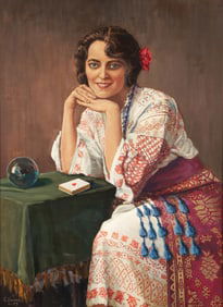 Sue Saniel Elkind Oil on Canvas Portrait of a Fortune Teller
