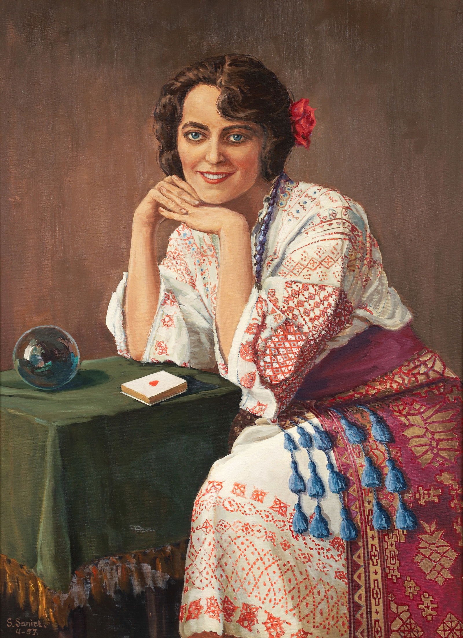 Sue Saniel Elkind Oil on Canvas Portrait of a Fortune Teller (1 of 4)