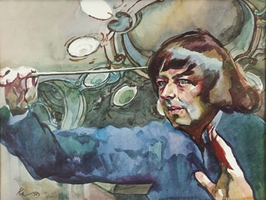 Henry Koerner Signed Poster of Andre Previn