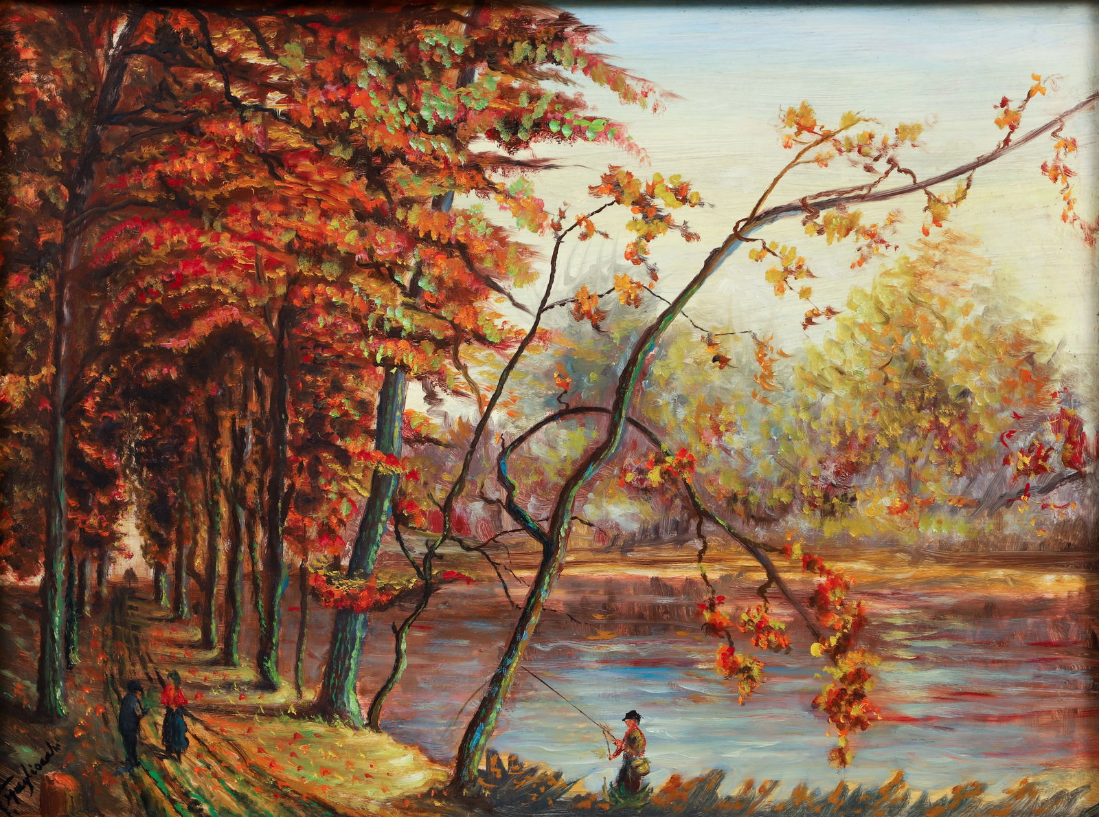 Teofilo Magliocchi Autumn Landscape Oil on Board (1 of 3)