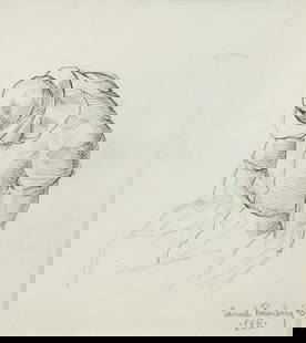 Samuel Rosenberg drawing study for the painting Rest: Rosenberg, Samuel (American/Western PA, 1896-1972), Study for the painting Rest, 1938, pencil drawing, 5.5 x 4.5 inches, inscribed by Libbie Rosenberg, Samuel Rosenberg 40 LLR lower right, framed meas