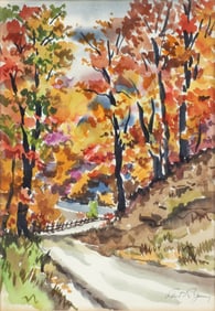 Robert R. Young Watercolor on Paper Autumnal Scene