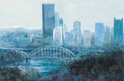 Wang YuBao watercolor Panorama of Pittsburgh