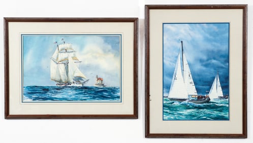2 Robert MacGillis Sailboat Watercolors 1981
