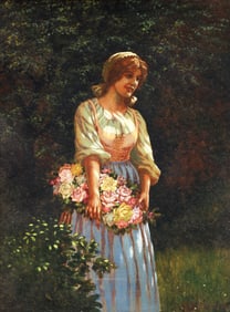 19th Century Portrait of a Woman Oil on Canvas Signed
