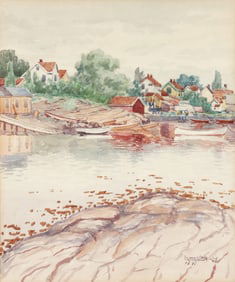 Lakeside Village Watercolor