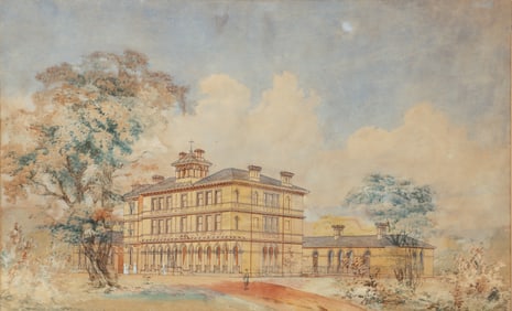 Architectural Rendering of Surrey Watercolor and Gouache c.1900