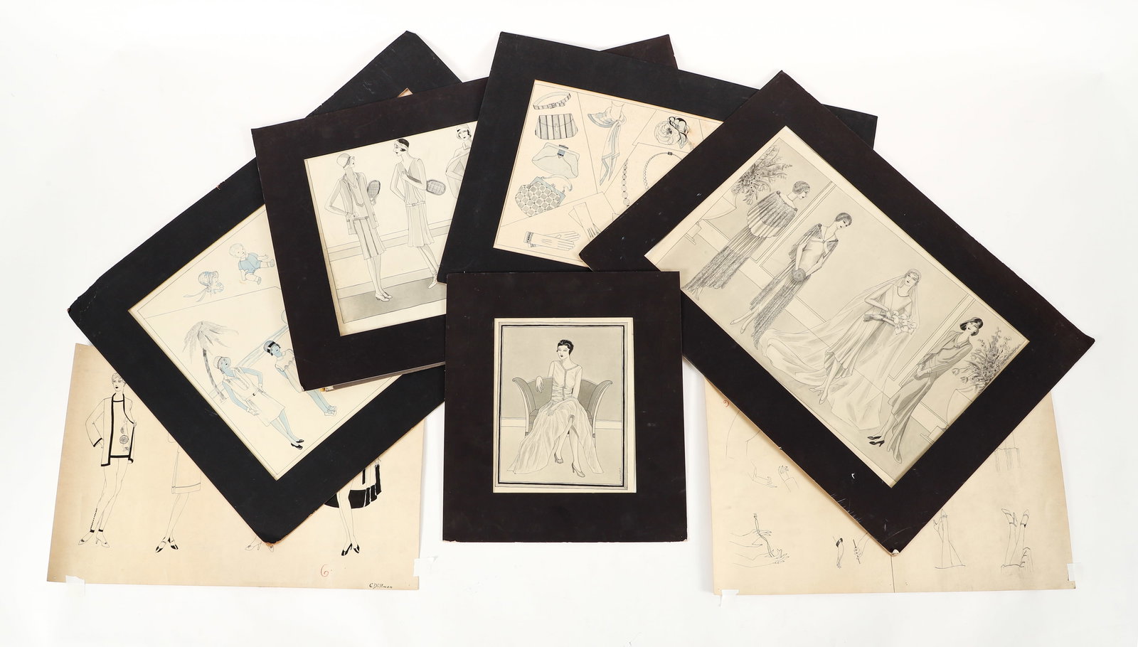 Collection of 1920s Fashion Drawings Illustrations (1 of 11)