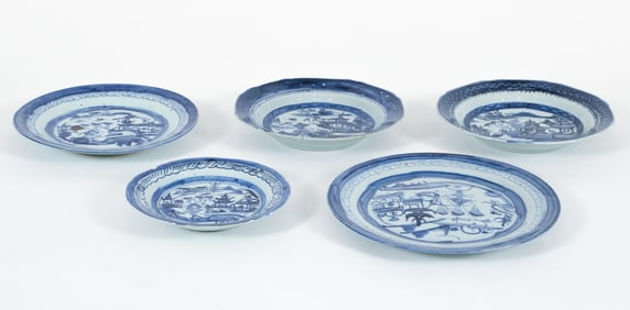5 Chinese Export Canton Plates