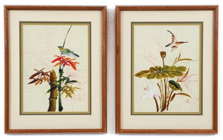 2 Twentieth Century Chinese Bird and Flower Compositions