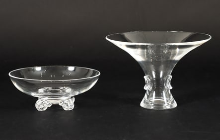 2 pc Steuben Footed Bowl and Trumpet Bouquet Vase