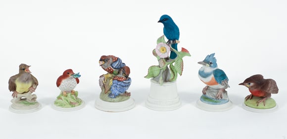6 Boehm Figures, Baby Birds, Indigo Bunting, Fledgling