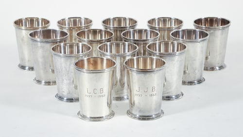 14 Barker Ellis Silver Plated Patrick Henry Mint Julip Cups