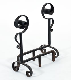 19th Century Wrought Iron Andirons Newington House