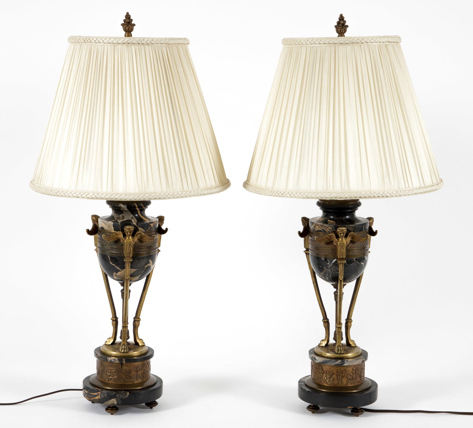 Pair Marble and Brass Egyptian Motif Lamps, Louis Talotta provenance (1 of 4)