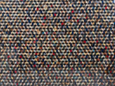 Framed Tumbling Blocks Quilt circa 1870