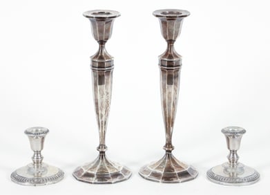 2 Pairs of Weighted Sterling Candlesticks
