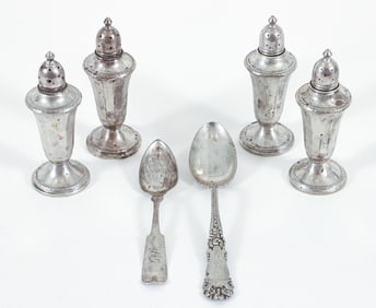 Collection of Sterling and Coin Silver Pieces, Salt and Pepper, etc.