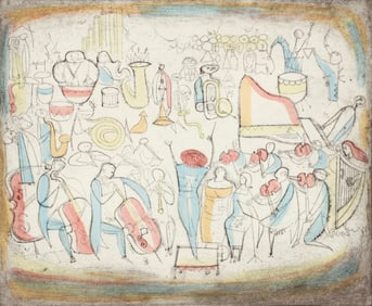 Irving Amen Orchestra Color Etching Signed 1964