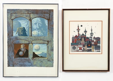 Pair of Israeli Signed Limited Prints Samuel Bak and Ovadia Alkara