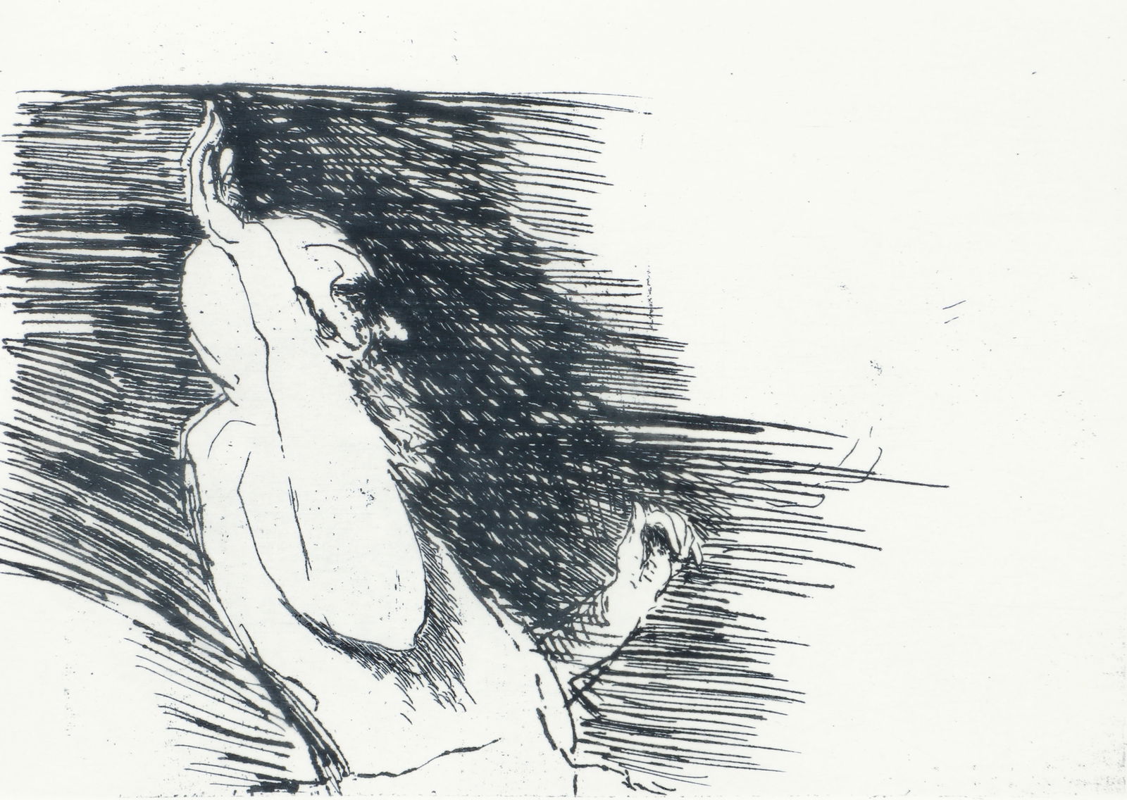 Leonard Baskin Rebbe Preaching Etching Signed: Baskin, Leonard (American, 1922-2000), Rebbe Preaching, circa 1968, etching, pencil signed and editioned 59/250 at lower margin, plate size 4 x 5.75 inches, framed 13 x 16 inches. Includes a Certifica