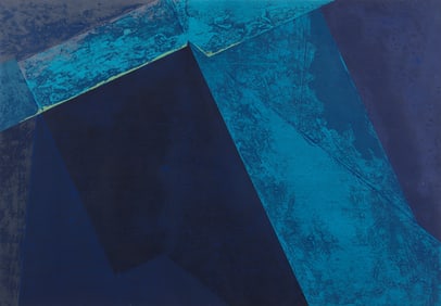 Charles Battaglini 1978 color woodcut Una Vela Un Vesselo