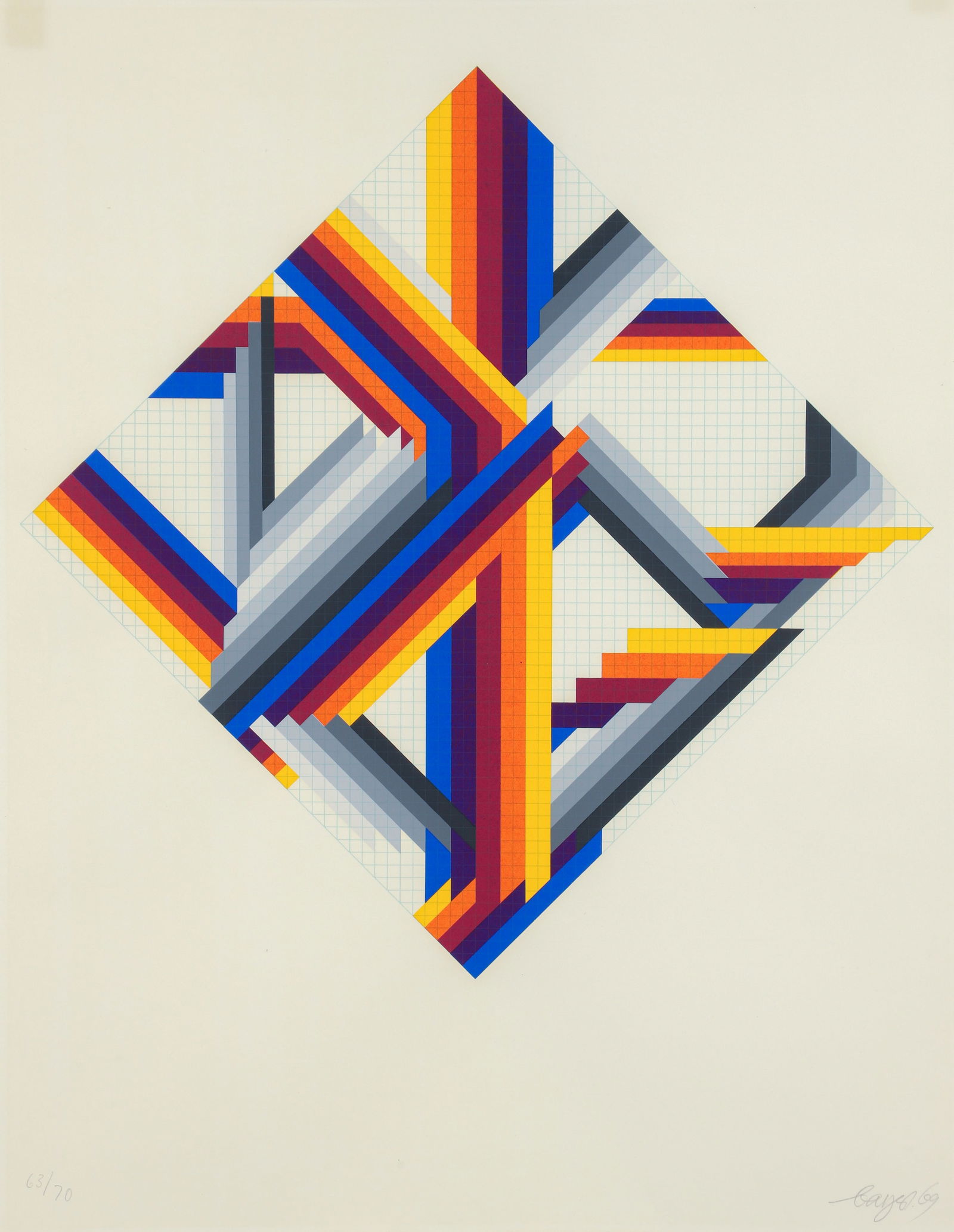 Herbert Bayer 1969 color screenprint Building a House (1 of 4)