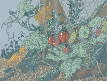 Jack Beal color linocut Garden