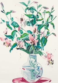 Gary Bukovnik Spotted Pink Lilies Monoprint 1981 Signed