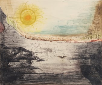 Rene Carcan color etching and aquatint Hiver