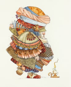 James C. Christensen Jack Be Nimble Color Etching Signed