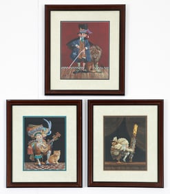 James C. Christensen Three Whimsical Character Prints Signed