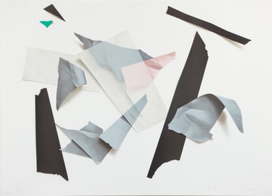 Yrjo Edelmann original lithograph Trompe L'oeil papers