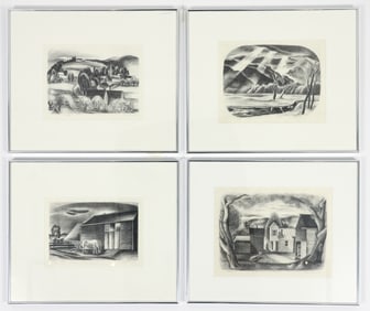 4 Ernest Fiene pencil signed lithographs 1920s