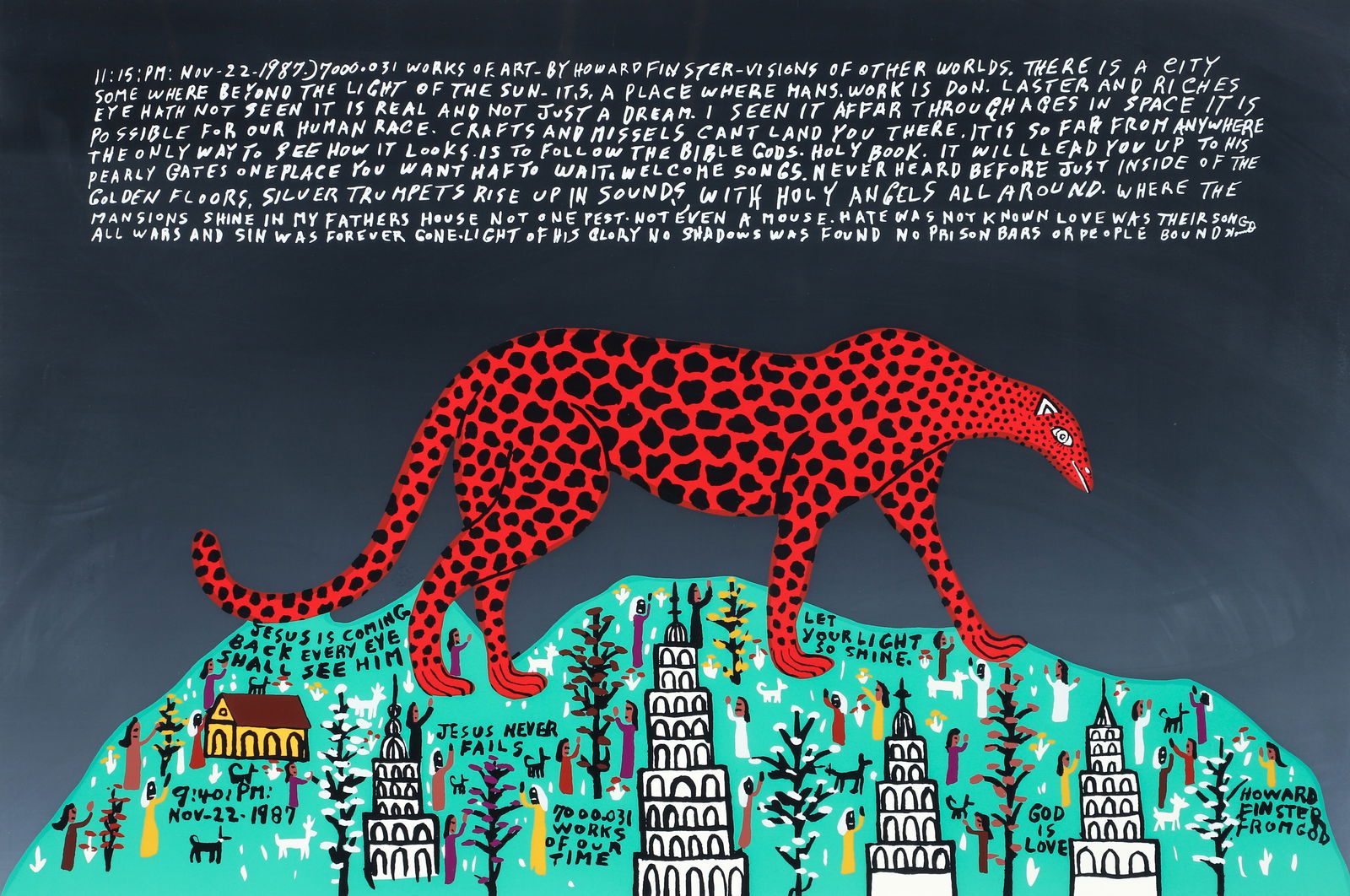 Howard Finster Cheata signed and numbered orig screenprint (1 of 4)