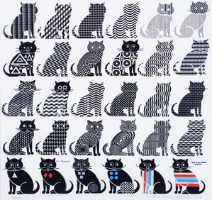 Pedro Friedeberg La Mansion de los Gatos Screenprint Signed