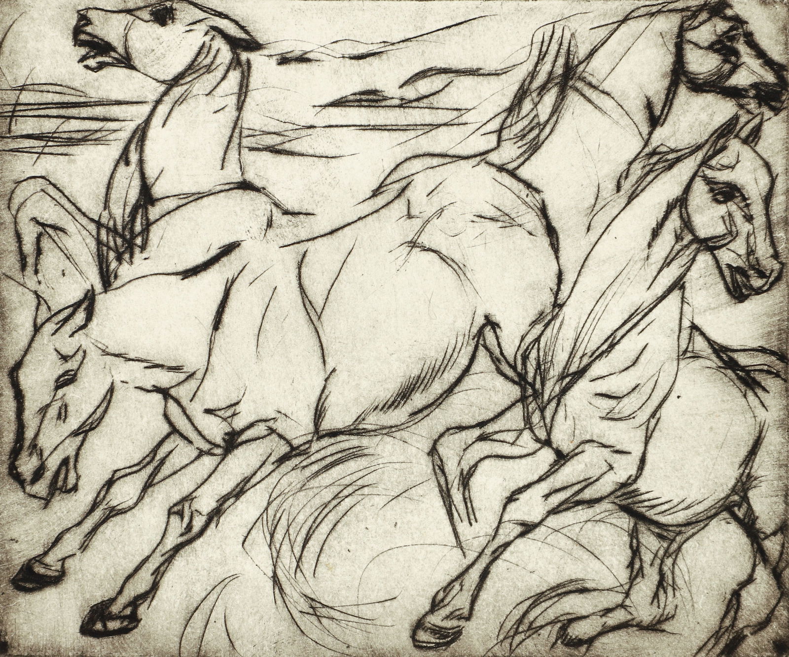 Enrico Glicenstein Horses Prize Winning Etching 1930 (1 of 5)