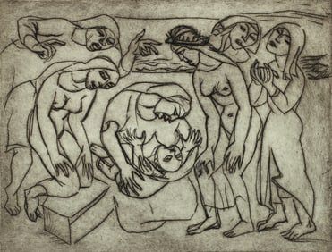 Enrico Glicenstein Motherhood Signed Etching