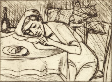 Enrico Glicenstein The Tired Poet Signed Etching