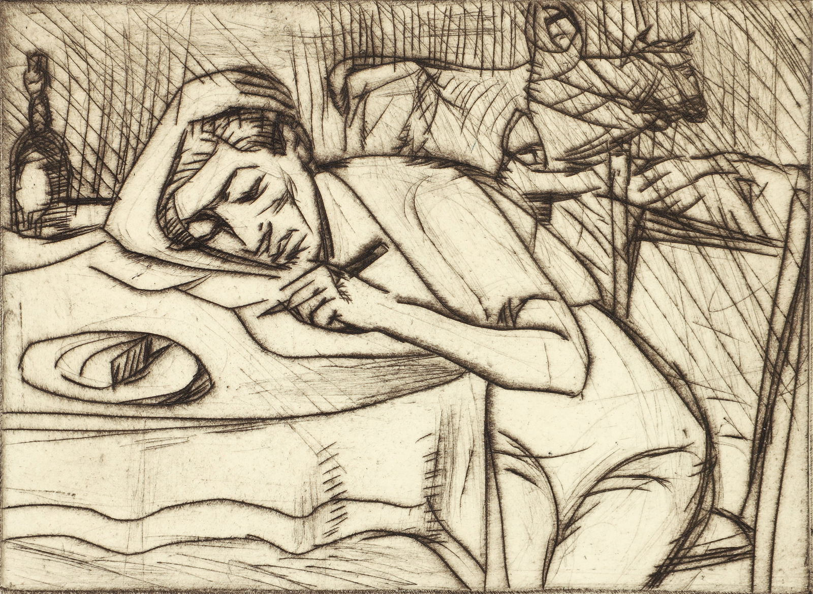 Enrico Glicenstein The Tired Poet Signed Etching (1 of 5)