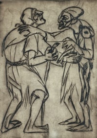 Enrico Glicenstein Two Figures Signed Etching