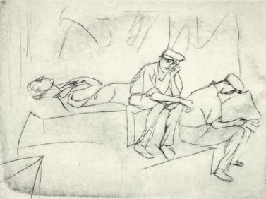 Enrico Glicenstein Workers at Rest Signed Etching