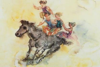 Chaim Gross Bareback Rider Color Lithograph Signed