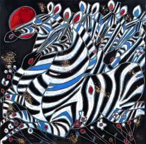 Tiefeng Jiang Imperial Zebras 1992 Signed Serigraph