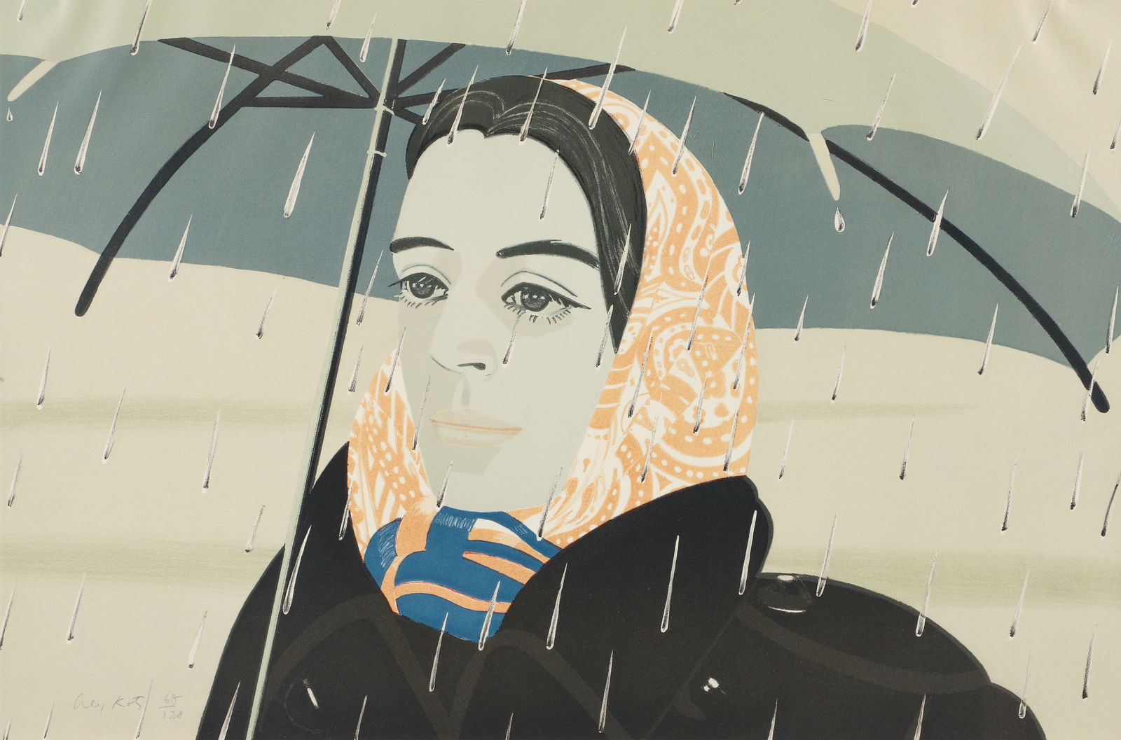 Alex Katz Blue Umbrella 1978 Color Lithograph Signed (1 of 3)