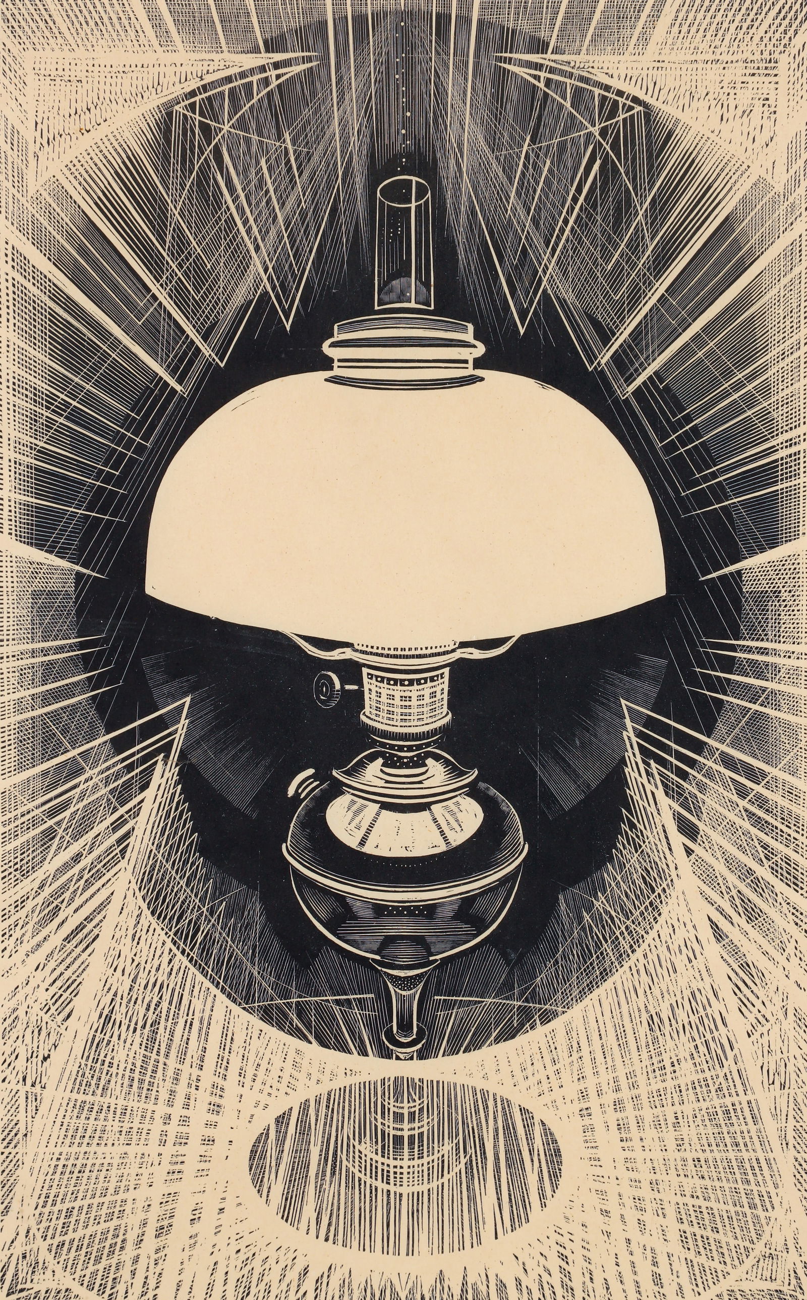 Armin Landeck Woodcut The Lamp 1958 Signed: Landeck, Armin (American, 1905-1984), The Lamp (Large), 1958, woodcut on cream wove paper, signed lower right, image size 15.75 x 9.75 inches, framed 26.5 x 20.5 inches. From the edition of 70, printe