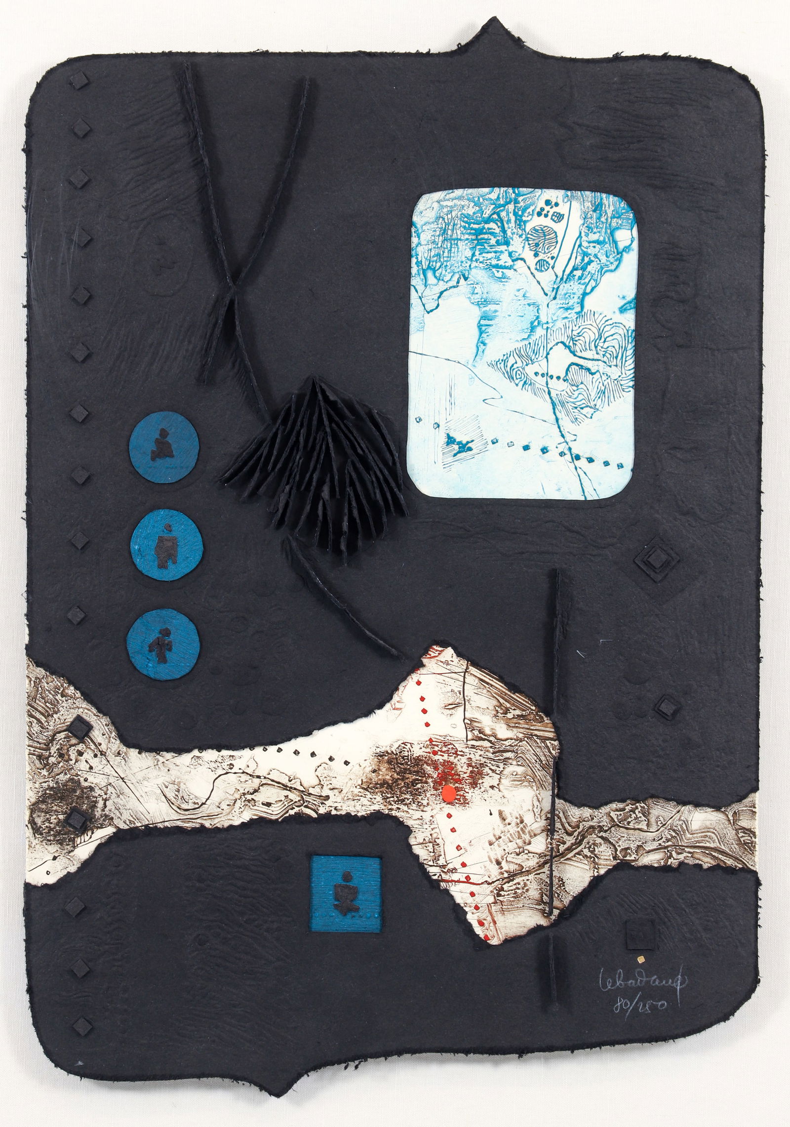 Lebadang Abstract Mixed Media Print in Shadowbox (1 of 3)