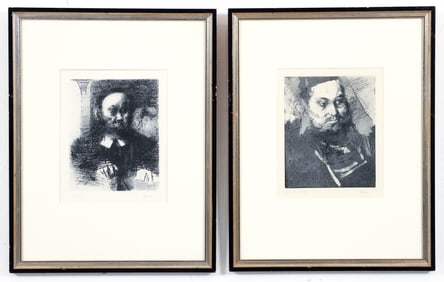 2 Jack Levine Portrait Etchings Signed
