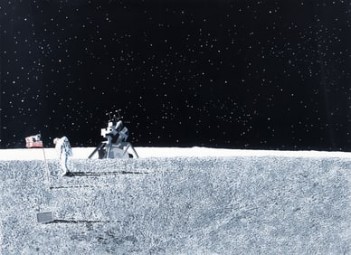 Raymond Loewy 1979 orig serigraph Moon Landing